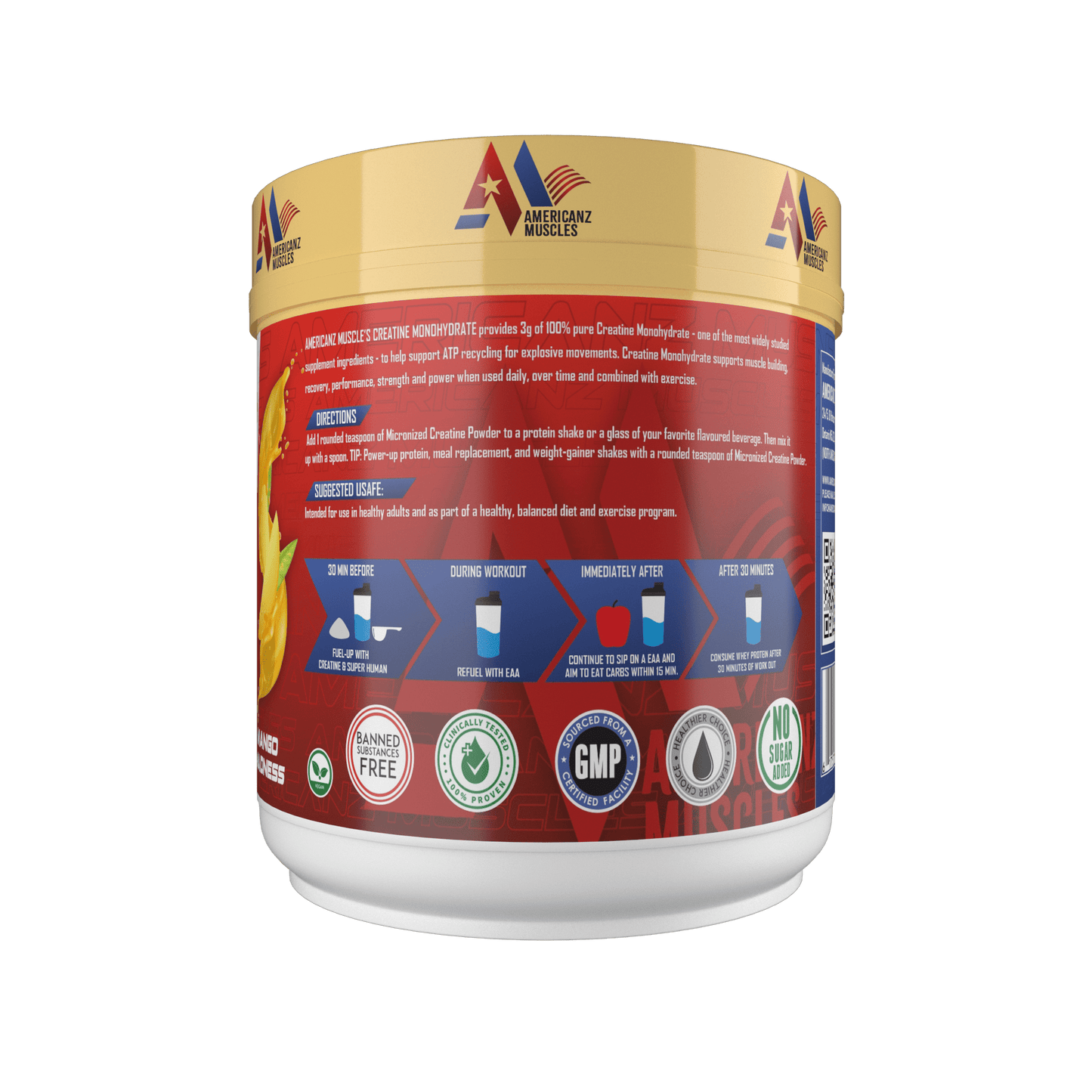 Americanz Muscles Creatine Monohydrate 60 Serving | Mango Madness