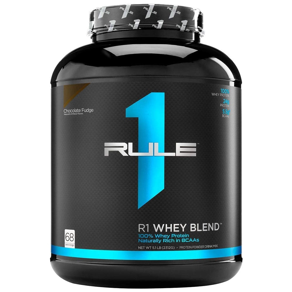 Rule1 Whey Blend 100% Pure Whey Protein 5lbs 66 servings | Chocolate Fudge