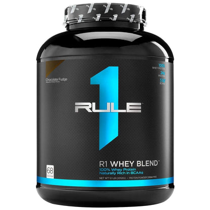 Rule1 Whey Blend 100% Pure Whey Protein 5lbs 66 servings | Chocolate Fudge