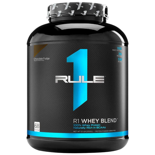 Rule1 Whey Blend 100% Pure Whey Protein 5lbs 66 servings | Chocolate Fudge