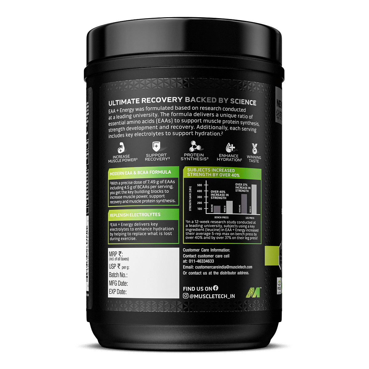 Muscletech EAA + Energy, Enhance Muscle Strength, Support Recovery & Electrolytes For Hydration Pack of 1 (396g)